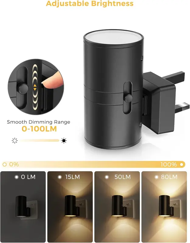 Night Light Plug in Wall, [1 Pack] Vintage Night Light with Dusk to Dawn Sensor, Adjustable Brightness 0-100LM, Warm White 3000K, Dimmable Night Light Hallway Bedroom Stair Bathroom Toddler 2