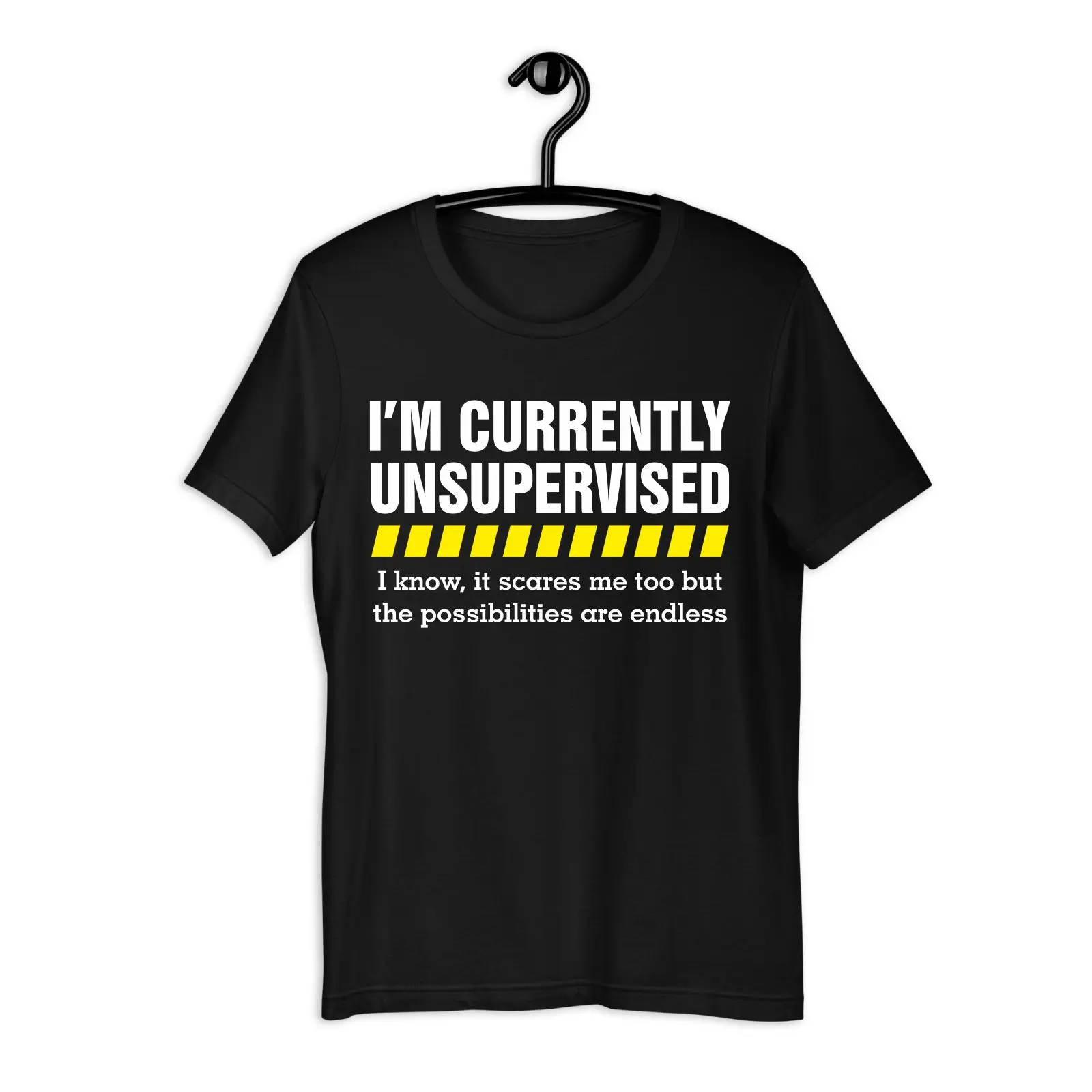 Currently Unsupervised T-Shirt Funny Rude Joke Birthday Gift Kids Youth Adults Classic Cotton Tee
