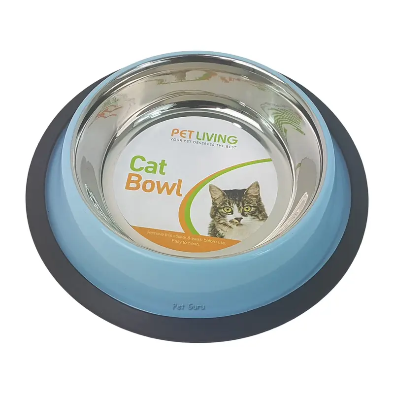 Pet Living Cat feeding Bowls Stainless Steel Food Water Feeder For Pet Dog Cat Pink Blue 3