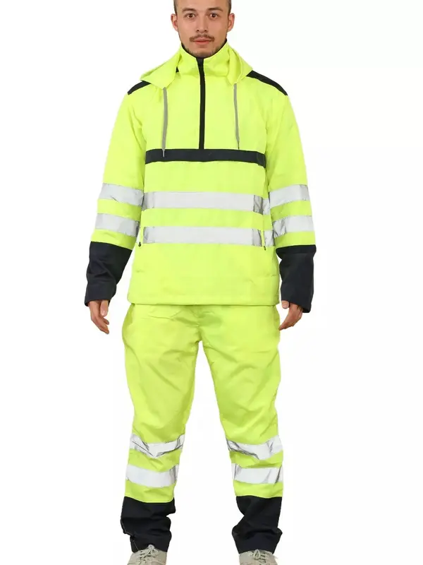 Vic-Mart Hi-Vis Rain Suit Mens Workwear Tracksuit for Outdoor Work Waterproof Reflective and Full Body Protection 2