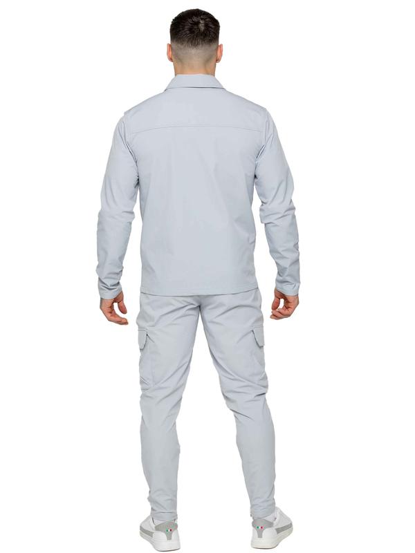 Santiago Stretch Cargo Jacket and Pants Set - Light Grey Fabric Menswear 3