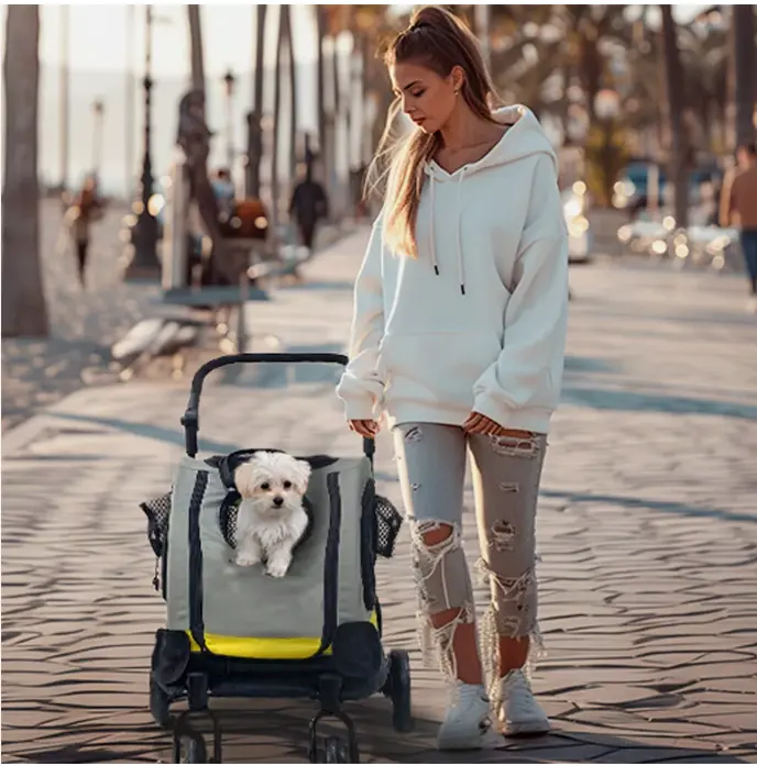 Multifunctional Pet Stroller Jogger Pushchair Dog Car Booster Seat Safety Leash 3