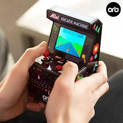 Orb Mini Retro Handheld Games Console & Arcade Bundle - 1 x 150 In-Built Games Console & 1 x 240 In-Built Games Arcade, Full Colour LCD Screen - Thumbs Up! Compact Protection 4