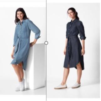 Denim Cotton Shirt Dress Button Pocket & Belt Long Sleeve Jeans Casual Womenswear Chic 4