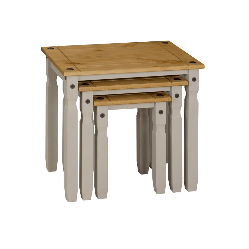 Corona Grey Nest of Tables Mexican Solid Pine coffeetable coffeetables 5
