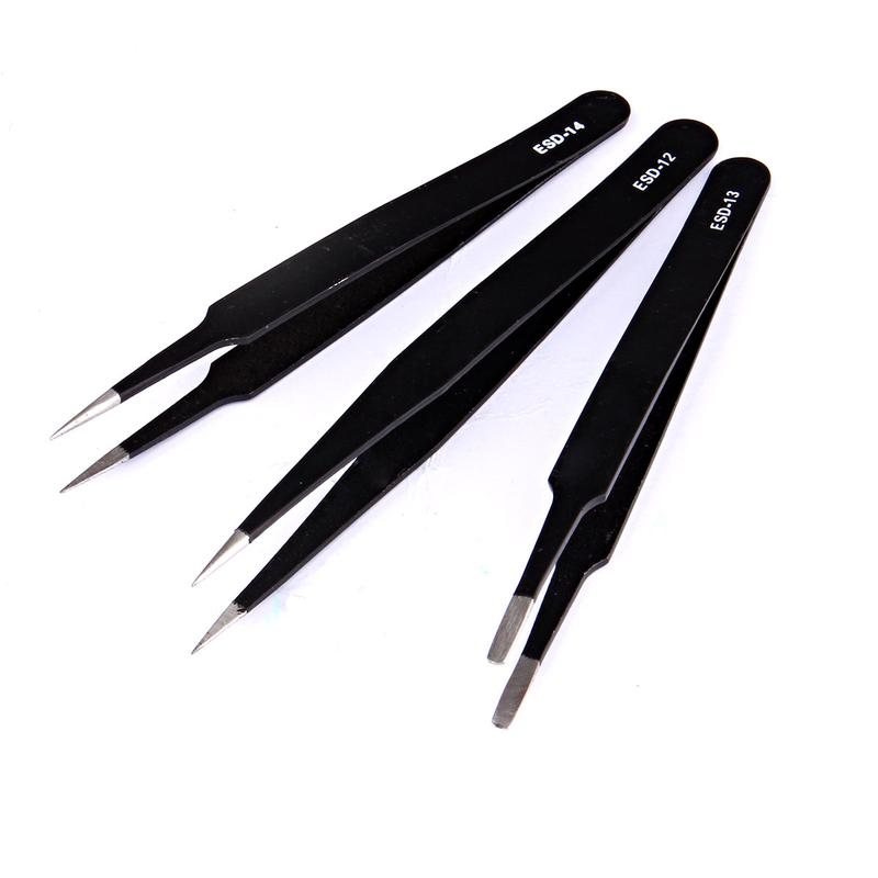 6 x Professional Coated Precision Tweezers Set Stainless Steel Non Magnetic 2