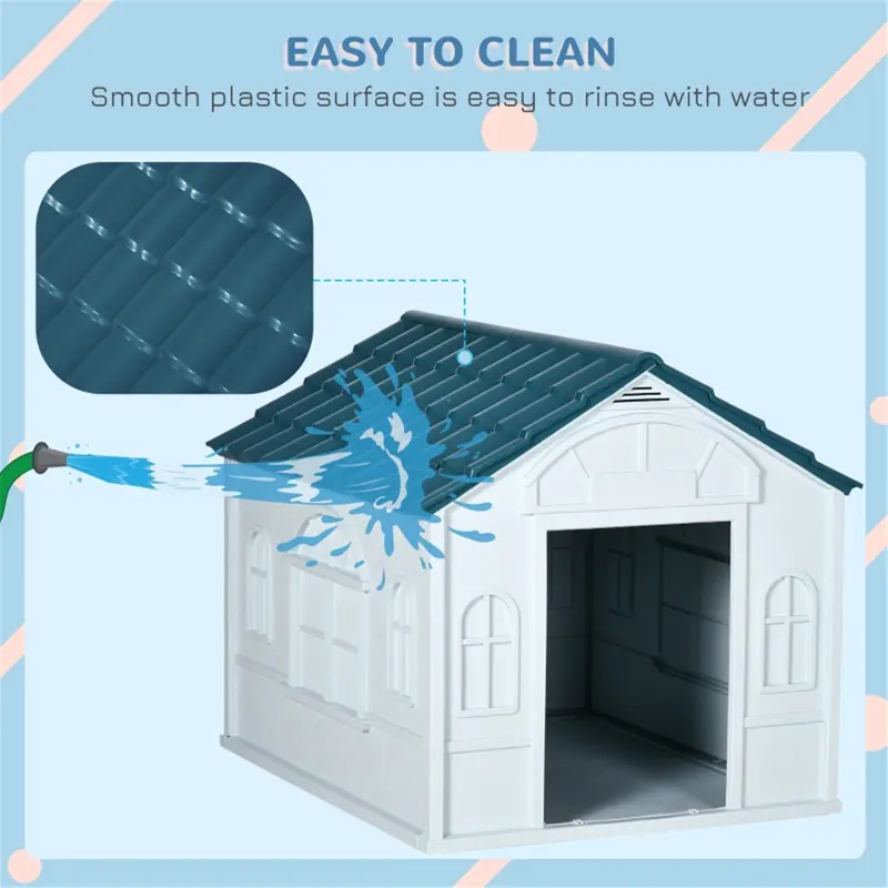 Water-Resistant Dog Kennel House with Slanted Roof – Easy to Clean Dog Crate, Tool-Free Setup, Ventilated Large Space for Dogs up to 30kg (Siberian Huskies, Dalmatians) – Cozy Cottage Design with Spacious Door, Suitable for Indoor and Outdoor Use! 2