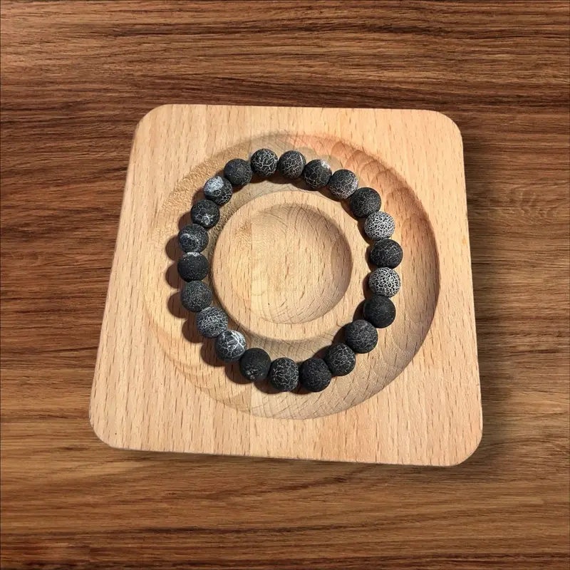 Black honeycomb agate bracelet 0