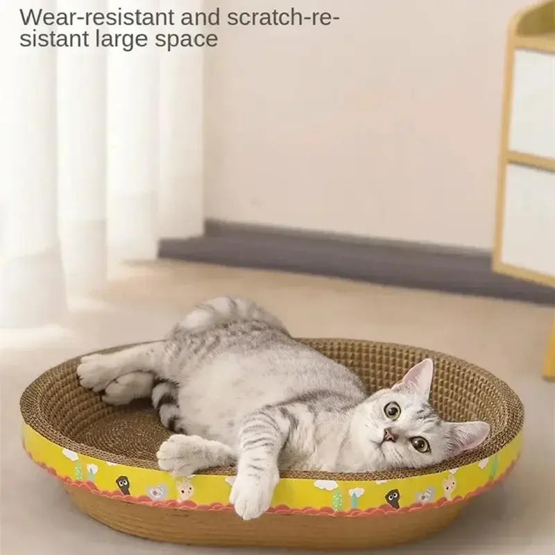 Cat Scratching Board Protect Furniture Grinding Claw Toys Oval Corrugated Paper Wear-resistant Cat Nest Cat Accessories 4