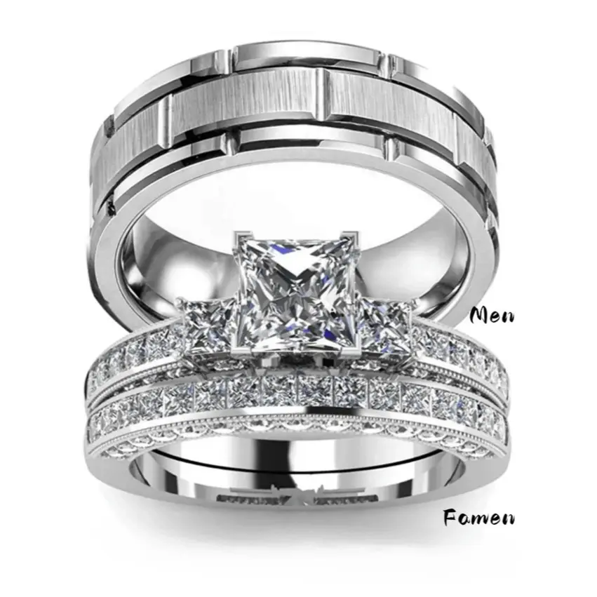 Couple ring set, delicate for women and simple fashion ring for men, perfect gift for lover's wedding