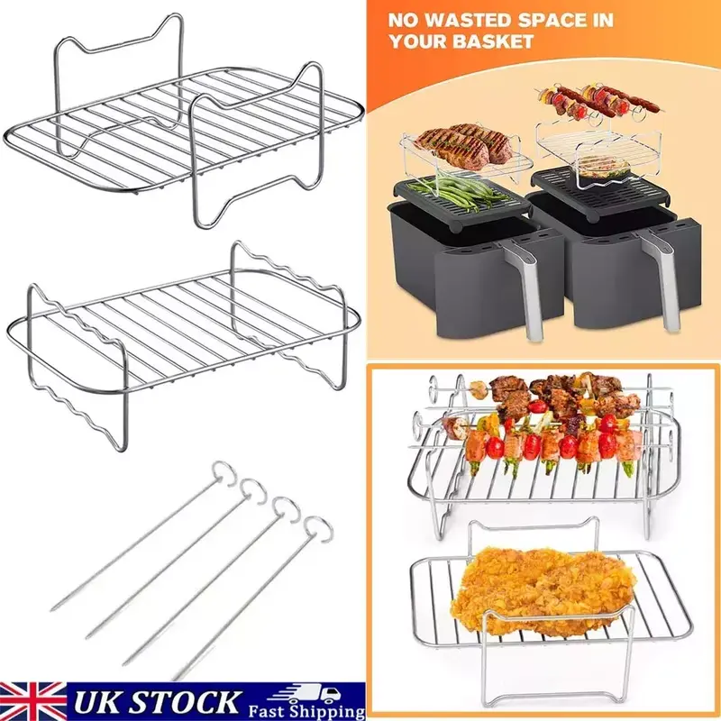 Air Fryer Rack and Grill Rack 8PCS Steel Griller Double Basket Accessories 1