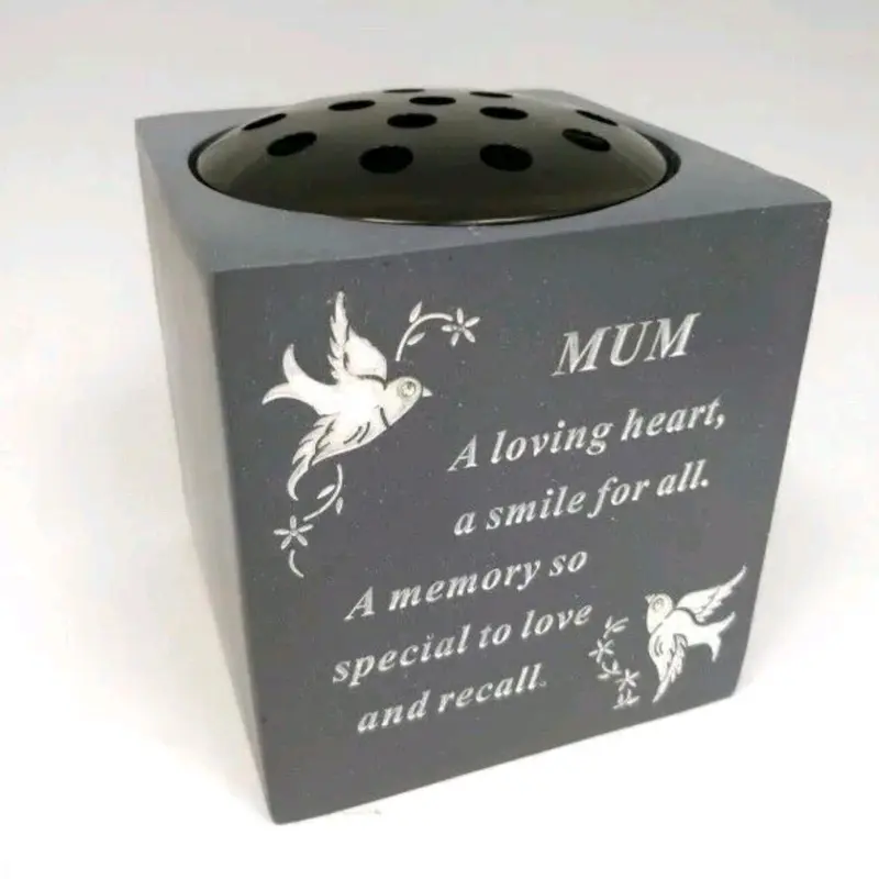 Memorial FlowerSlate  Plaque Tribute  Vase Rose Bowl Dove Diamante Graveside 1