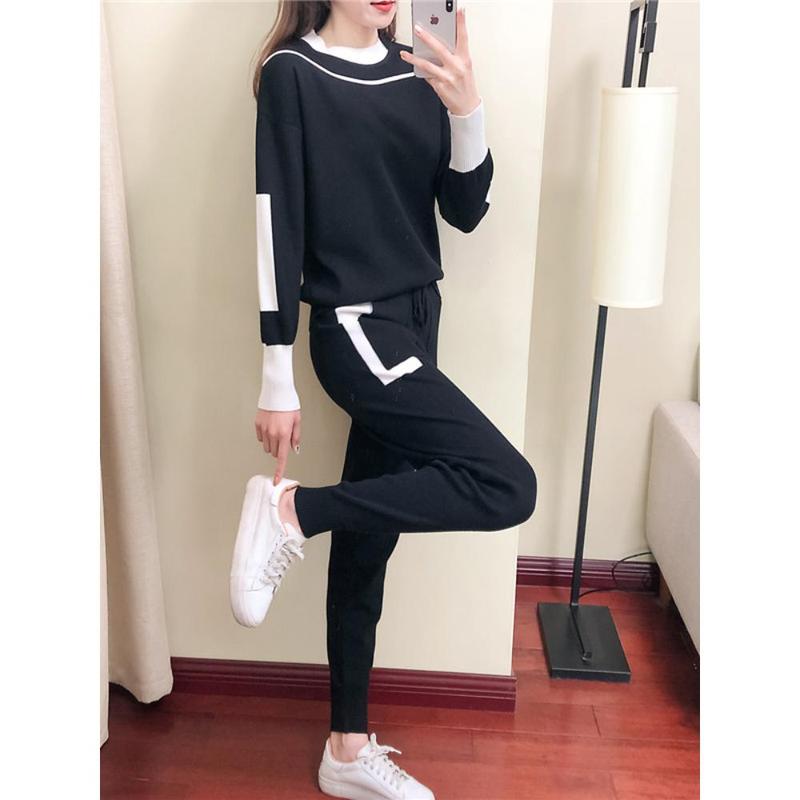 Winter Women Knitted 2 Pieces Set Muslim Casual Thicken Pullover Sweater Knitted Pant 2PCS Suits Outfit Sport Warm Set 2024 3
