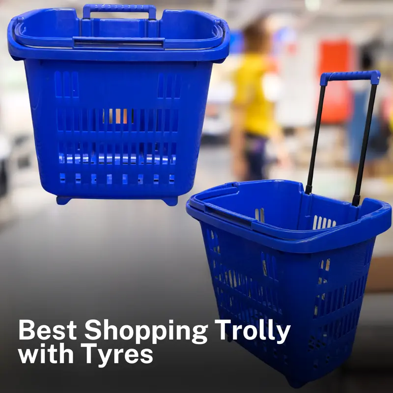 Rajani Rolling Shopping Basket - Lightweight & Durable Shopping Trolley with Built-in Wheels - Organiser Household Pack Blue 1