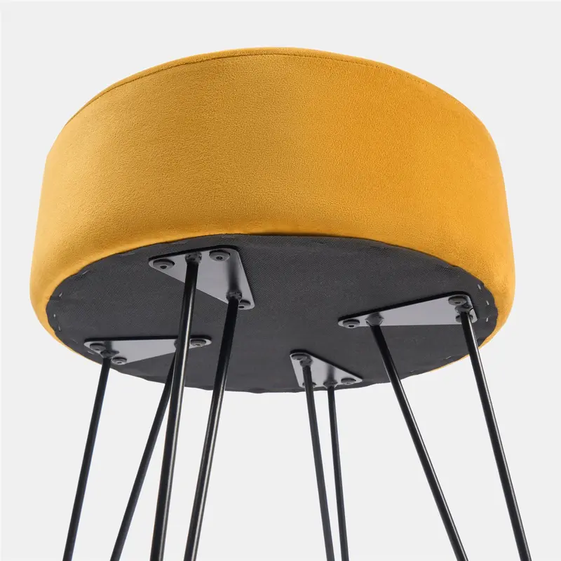 Dressing Table Stool Velvet Round Makeup Vanity Seat Chair Metal Legs Pouffe 7