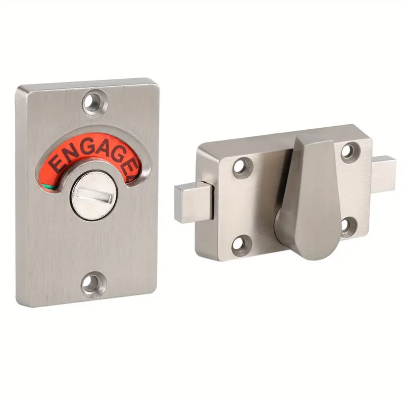 Door Lock Indicator, Toilet Bathroom Lock Vacant/ Engaged Latch, Indicating Occupied, DeadBolt Privacy Partition Door Lock Latch for Bathroom WC Public Restroom Toilet 2