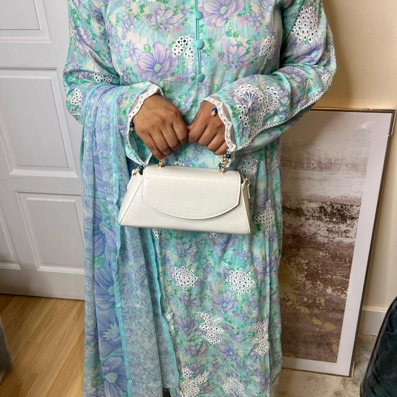 Chikankari Elegance 3 Piece Lawn Suit with Pastel Floral Print, Soft Fabric, and Matching Trousers Dupatta Embroidery Overalls Elegant Fit regular sleeve chic multicoloured casual 3