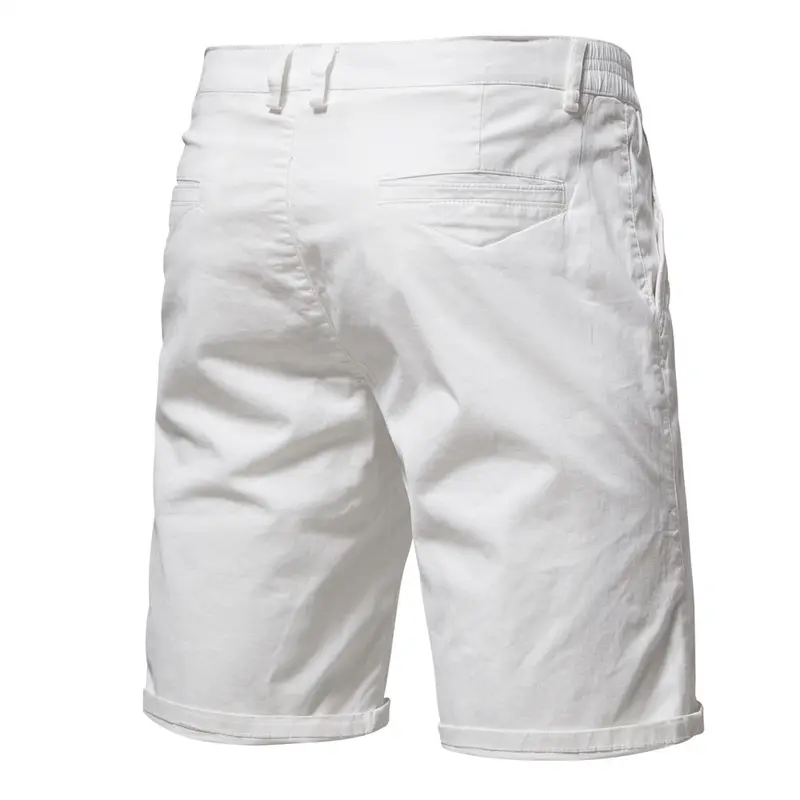Fashion Mens 100% Cotton Business Casual Shorts Summer New Social Elastic Waist Cargo Shorts Bermuda Beach Gym Shorts Men Menswear Pocket 1