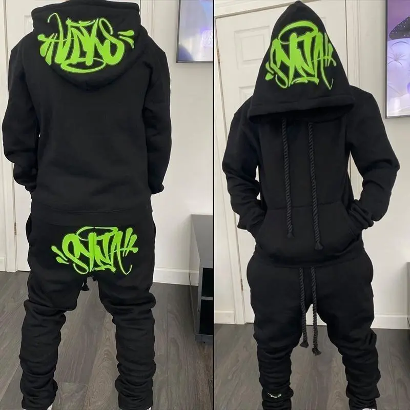 【2025】【2025】Street Brand Fashion Casual Tracksuits Tops Long Pants Set Winter Cotton Hip Hop Men Women Hooded Sweatshirt Sports Trousers