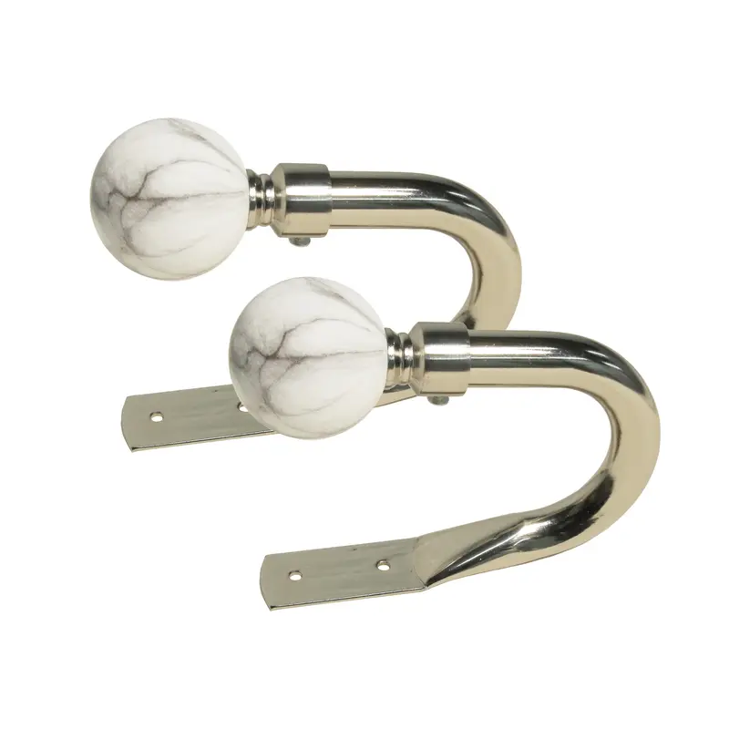Marble Ball Metal Curtain Holdbacks Pair - Marble White 5