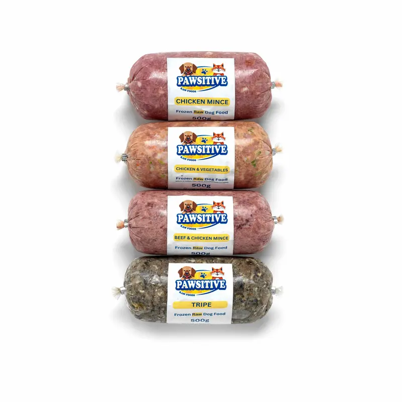 Frozen Raw Dog Food Variety Pack - 24 Rolls (500g Each, 12kg Total) - Includes Chicken, Chicken & Veg, Tripe, Beef & Chicken Flavours) BARF Diet 4