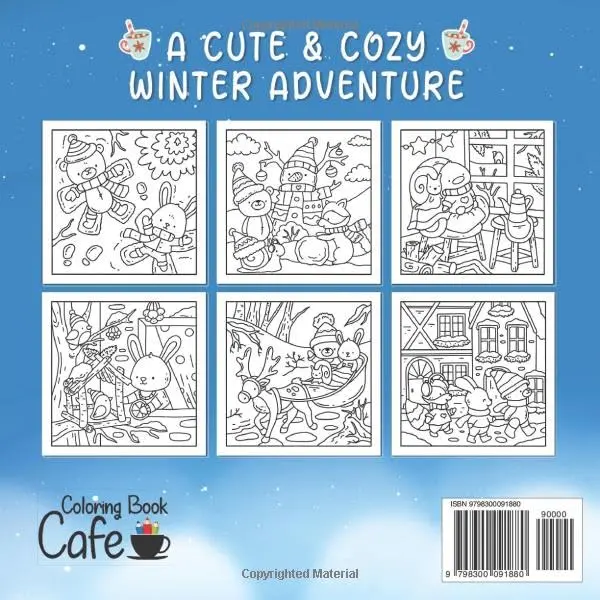 Winter Hygge: Cute and Cozy Coloring Book for Adults & Teens Featuring Comfy Winter Scenes with Adorable Animal Characters Paperback 1