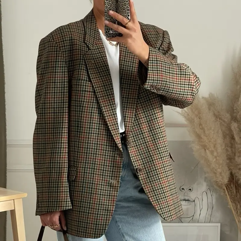 Vintage Oversized Checked Blazer 4