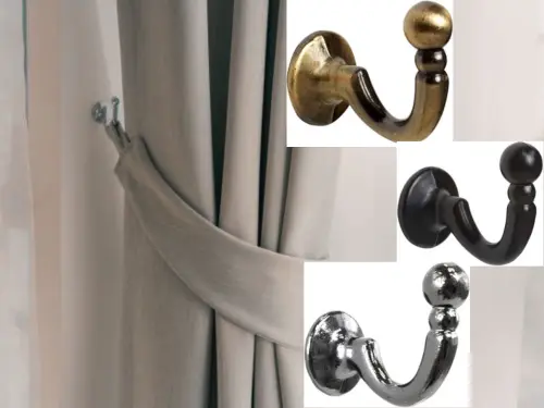 Palma  Curtain Tie Back Hooks Pack Of 2  , Decorative Curtain Tie Backs, Tie Back Hooks