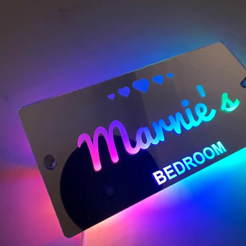 Personalised Light Up Mirror - Name Sign - Hearts 1