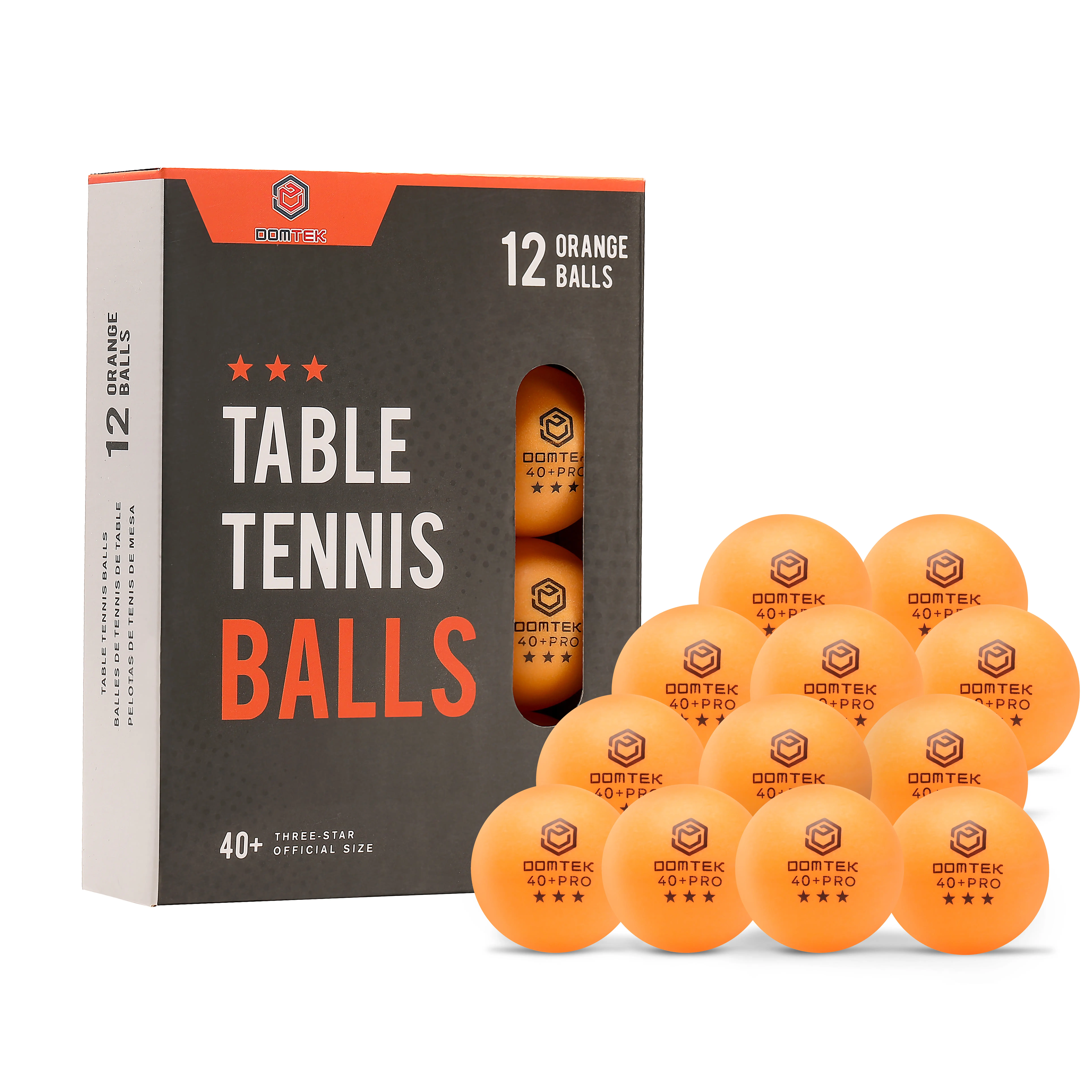 Domtek Ping Pong Balls 3 Star- 40+ Pro ABS Table Tennis Balls Pack of 12