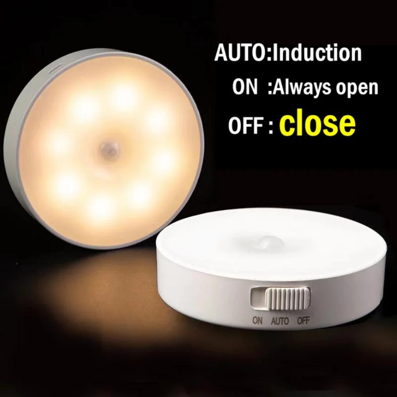 Motion Sensor Light Led USB Night Lights Rechargeable Lamp for Bedroom Staircase Hallway Wardrobe Cupboard Lighting Charging Smartphones 5