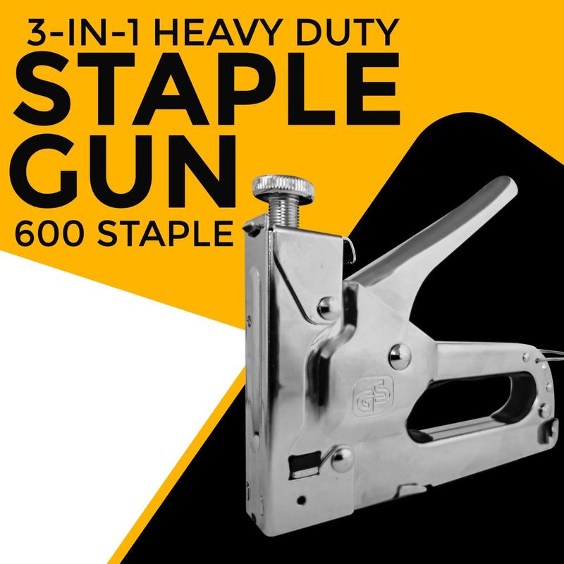 ZYBUX - 3-in-1 Heavy Duty Staple Gun & 600 Staple Selection Pack - Professional Set with Multiple Usage as for Craft, DIY, Teachers, Upholstery Work, for Wood 4