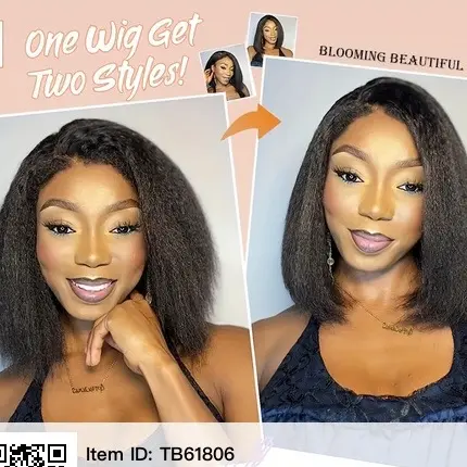 Yaki Straight Human Hair Wig - 180% Density - Glueless Frontal Wig - 10 Inch 5
