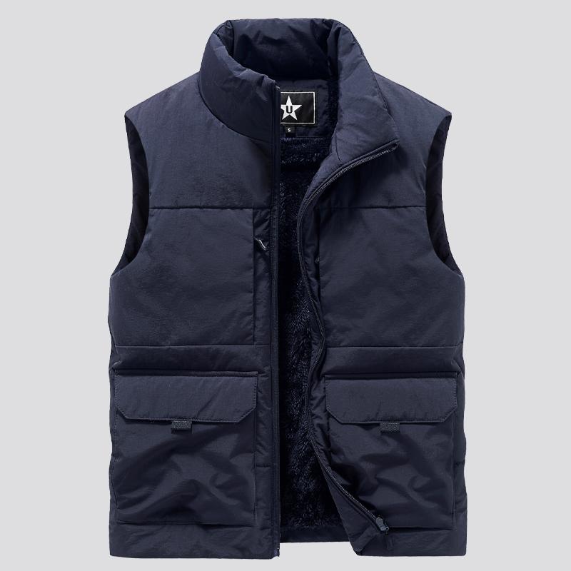 FaShion Large Male Warm Waistcoat Fleece Vest Men Men's Multi-Pocket Clothing Winter Vest Jackets Sleeveless Coat 2