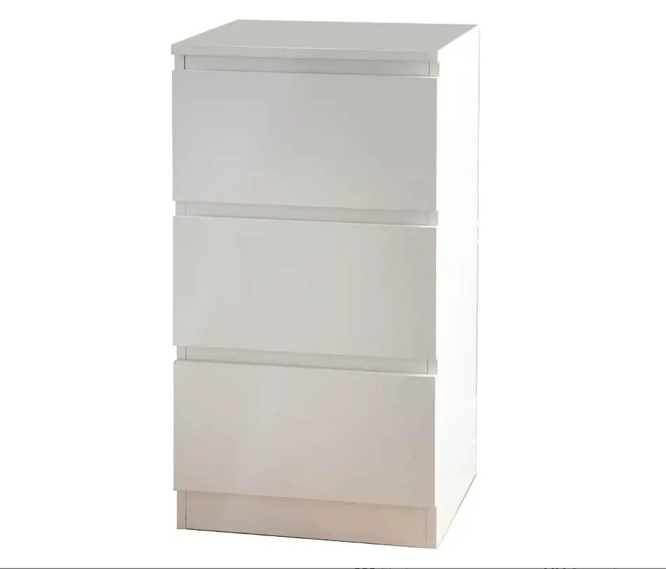 spot on dealz Bedside Cabinet White Chest of Drawers Small Bed Side Table for Bedroom 3 Drawer Modern Slim Side Storage Display Nightstand Cabinets Furniture Chest of Draws