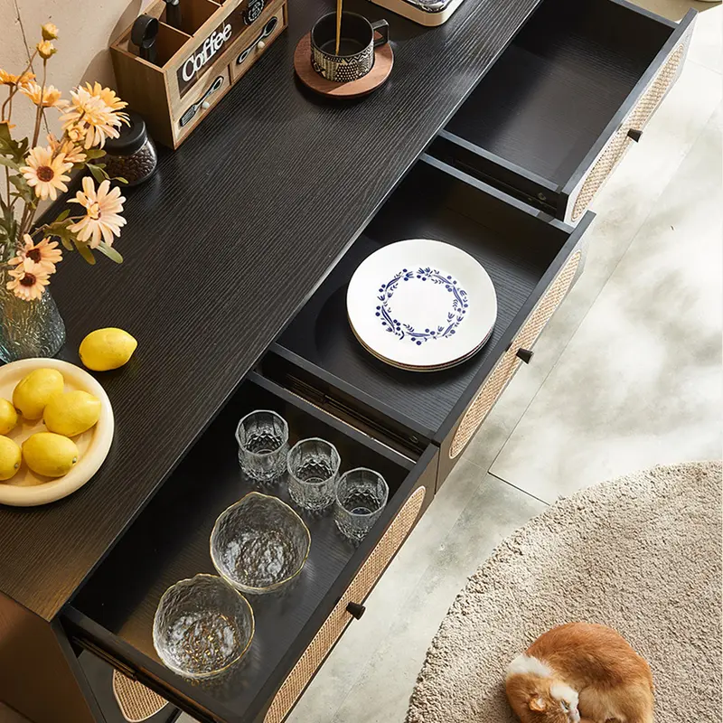 Ballard Rattan Sideboard, Black Or Oak 3
