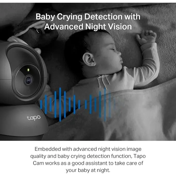 Tapo Indoor Camera for Security, Wifi Camera, 2K 3MP, 360° Baby and Pet Monitor, CCTV, AI, Smart Motion Detection & Tracking, Night Vision, Works with Alexa & Google Home, Elegance Black (Tapo C211) 3