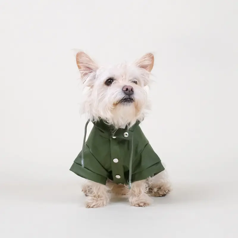 Barc London's Eco-Friendly Dark Green Dog Raincoat - 100% Waterproof and Recycled PU Material 1