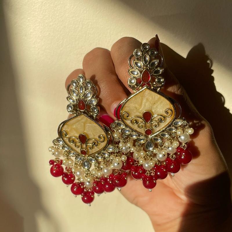 Devi Meenakari Indo Western Earrings - Ethnic Jhumka Design 3