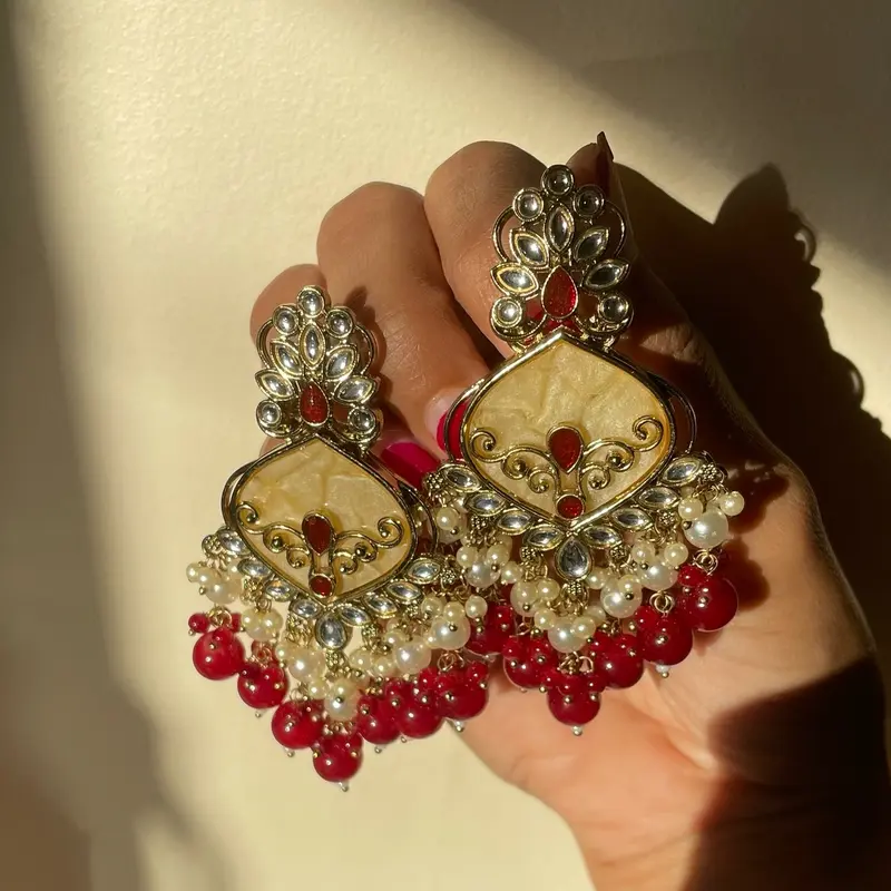 Devi Meenakari Indo Western Earrings - Ethnic Jhumka Design 3