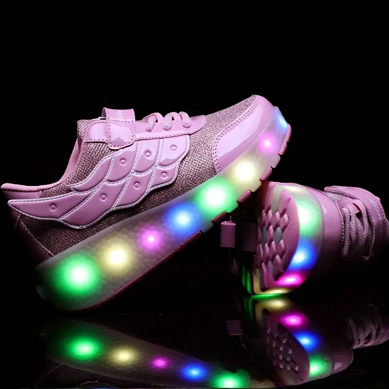 Low Top Trendy Cool Roller Skateboard Shoes with Breathable Anti Slip Wheel for Girls, LED Light, All Seasons, Indoor Outdoor 7