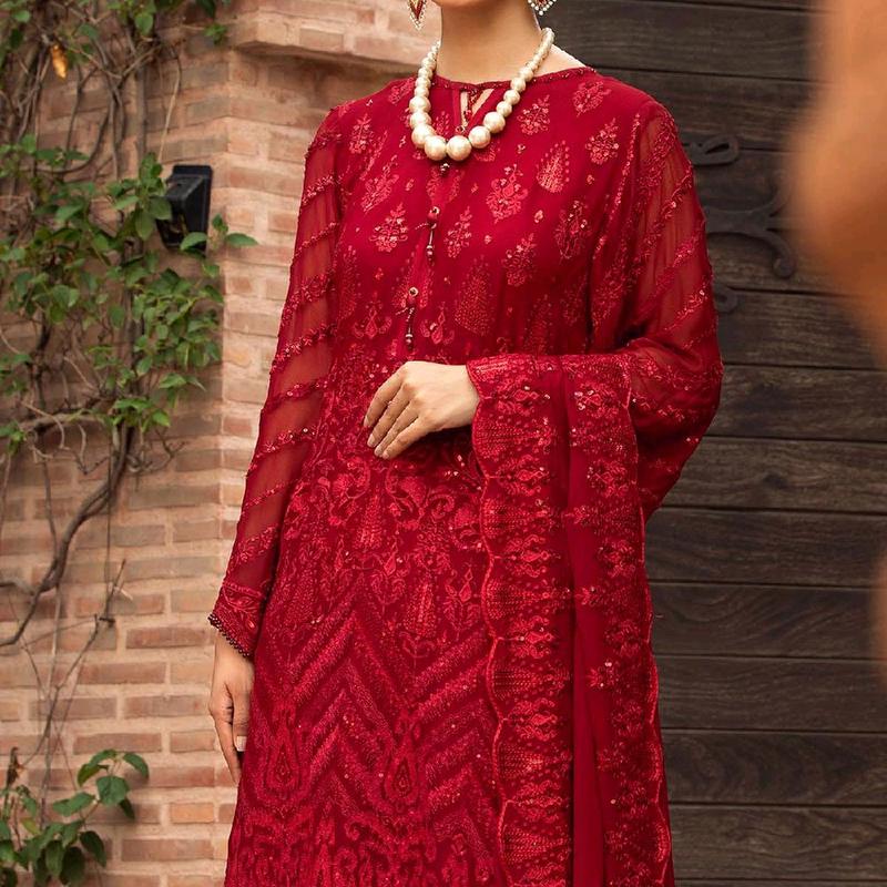 FARASHA RED CRIMSON CHIFFON SUIT 4