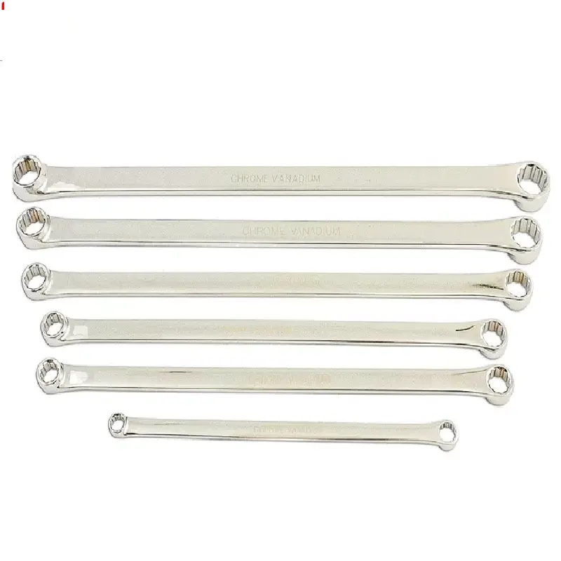 6PC PRO EXTRA LONG FLAT DOUBLE RING SPANNER SET 8mm-21mm LONG REACH WRENCH 23-72 4