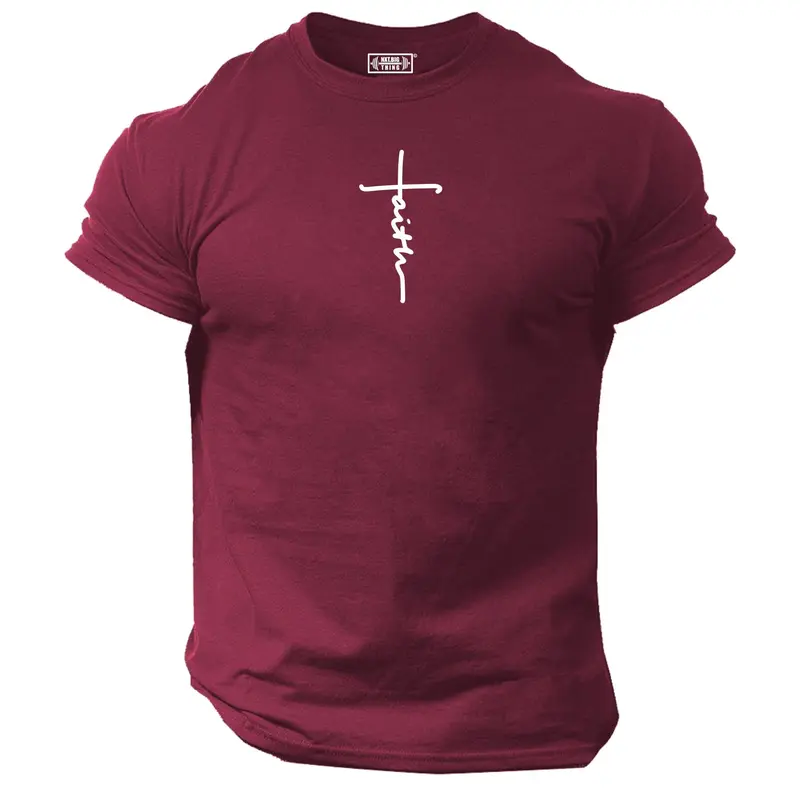 Faith T Shirt Gym Clothing Bodybuilding Weight Training Workout Exercise Kick Boxing Martial Arts MMA Karate Gymwear Men Tee Top 4