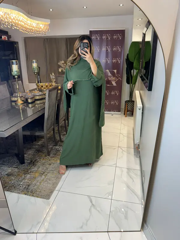 Women's Ladies New Gold edge Trim Scarf Maxi Abaya Dress Modest 3