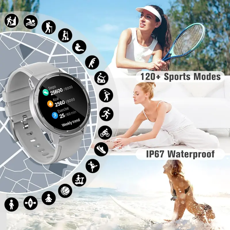 Smart Watch for Men Women Call and Text, Waterproof Sports Smartwatches with AI Voice/Heart Rate/Sleep Tracker, 1.39'' TFT HD Full Touch Screen Bluetooth Ladies Health Watches for iphone Android 5