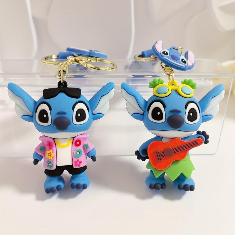 Stitch PVC Keychain Set - Non-Braided, Durable Cartoon Character Key Rings, Cute Backpack Charms, Ideal for Christmas & Halloween Gift Ideas - Pack of Multiple Designs 5