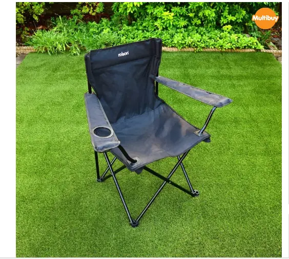 Folding Camping Chair with Cup Holder - Black Free Shipping 0