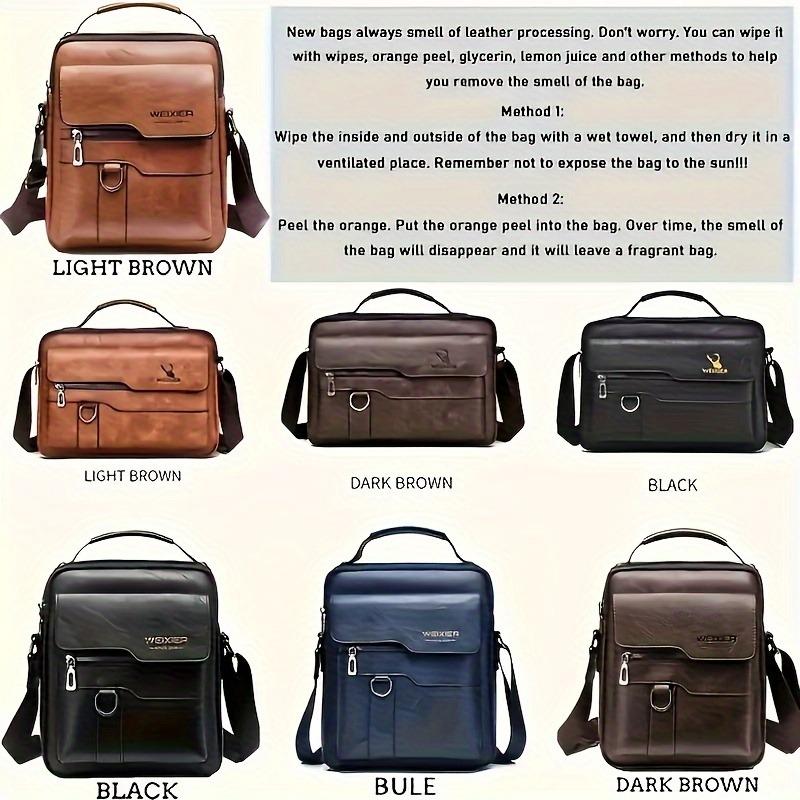 WEIXIER Casual Crossbody Bag - Sleek Multi-Pocket Shoulder Bag for Commuting, Square Handbag in Brown & Black, Durable PU with Polyester Lining, Zip Closure, Purse Crossbody 8
