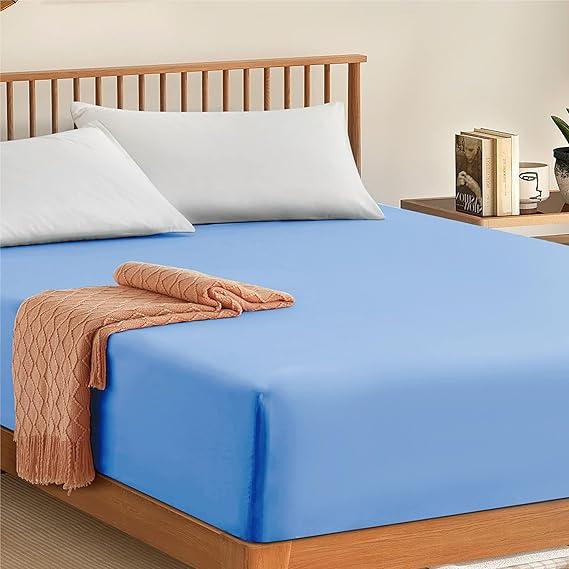30cm Deep Fitted Sheets All Sizes- 100% Egyptian Cotton 300TC- Hypoallergenic, Wrinkle, Deep Pocket & All Around Elastic Fitted Sheet 7